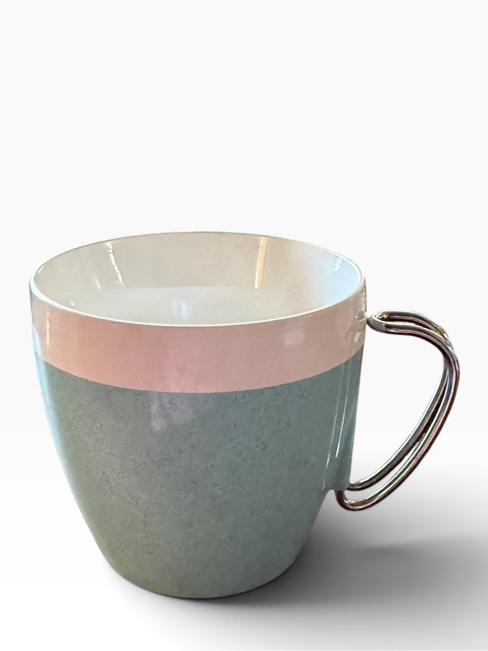 N.F. Cornelius Thermal Insulated Vintage Mug Wire Handle Turquoise Speckle 1960’
